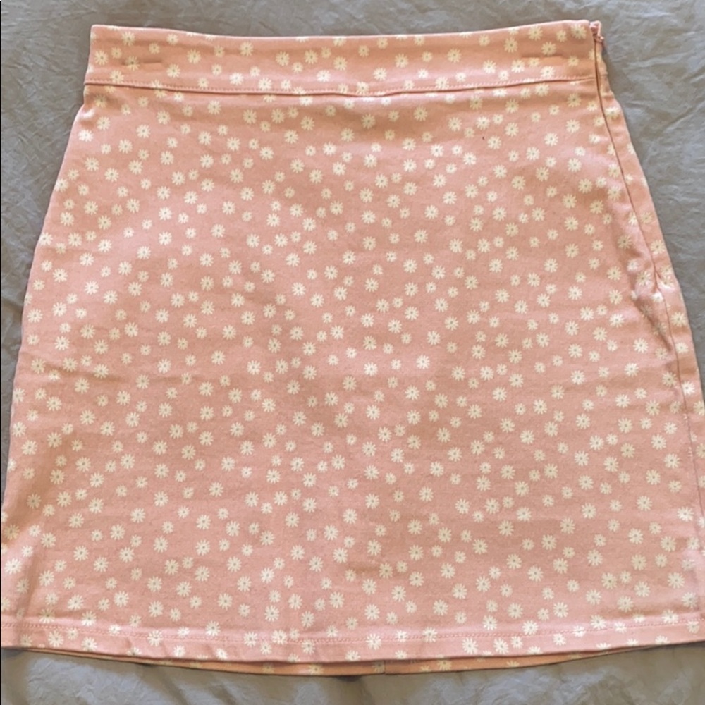 Pink and white floral skirt